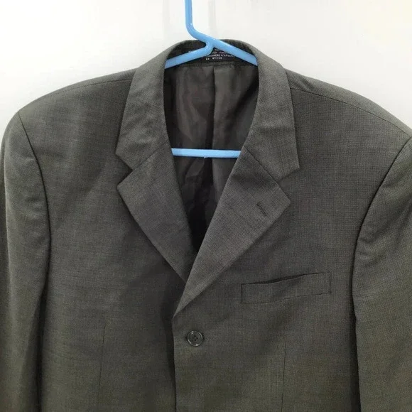 Mens Jones New York Suit 40R Pants 35/28.5 Wool Cashmere Blend Green Houndstooth - Picture 4 of 16